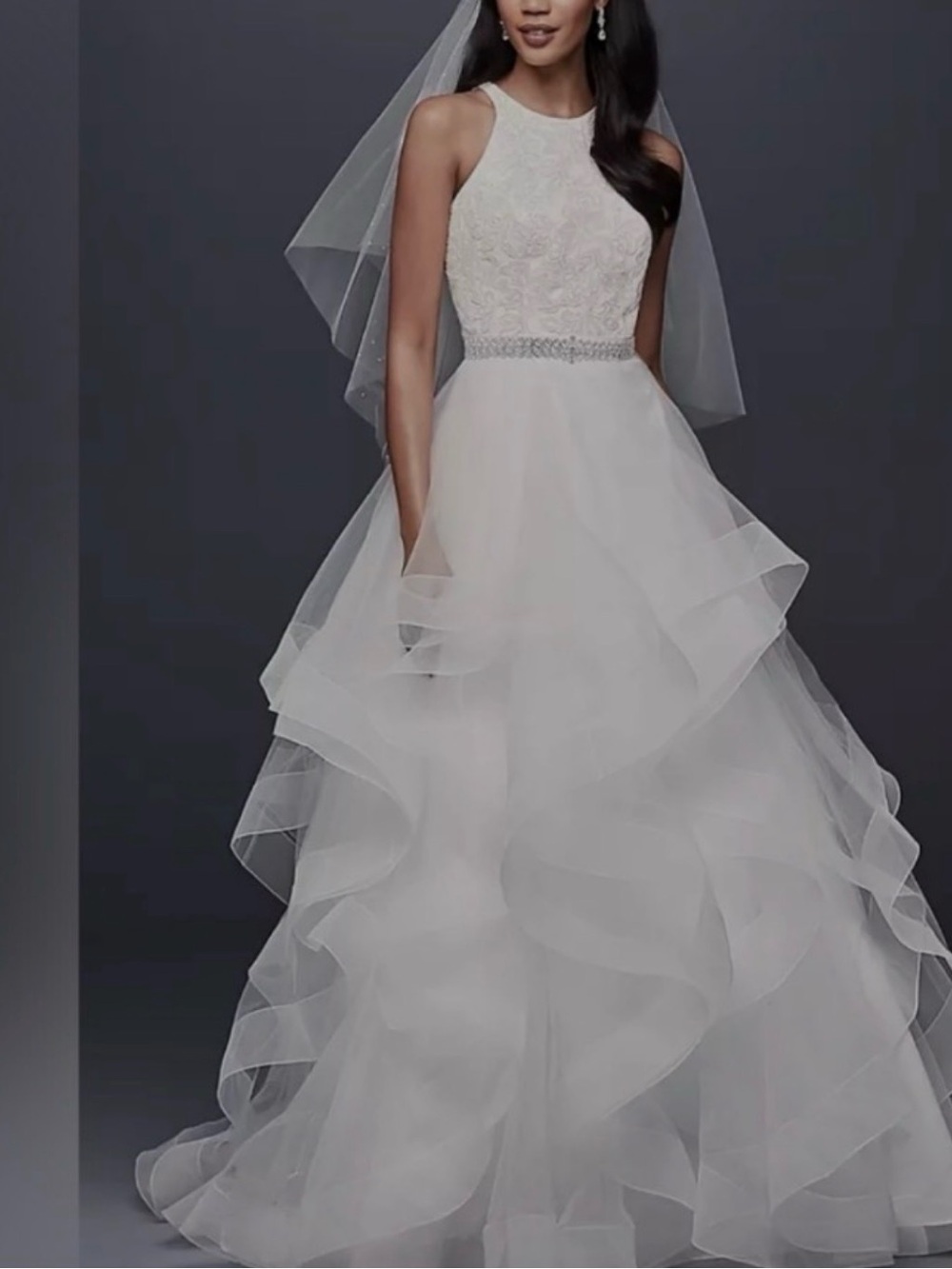 David’s Bridal Beautiful tulle layered, beaded bridal gown size 16W
